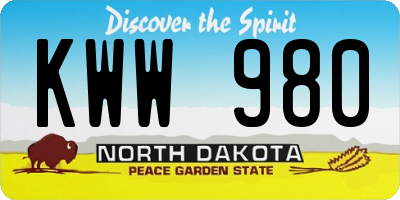 ND license plate KWW980