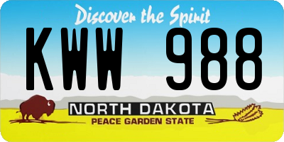 ND license plate KWW988