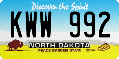 ND license plate KWW992