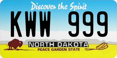 ND license plate KWW999