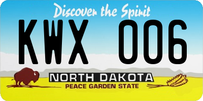 ND license plate KWX006