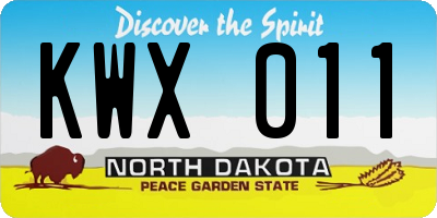 ND license plate KWX011