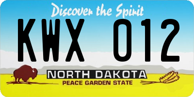 ND license plate KWX012