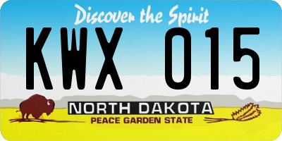 ND license plate KWX015