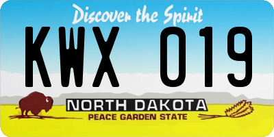 ND license plate KWX019