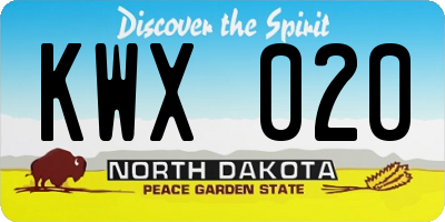 ND license plate KWX020