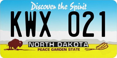 ND license plate KWX021