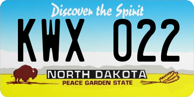 ND license plate KWX022