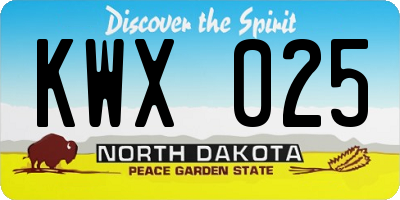 ND license plate KWX025