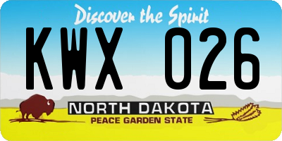 ND license plate KWX026