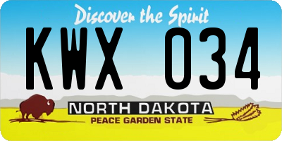 ND license plate KWX034