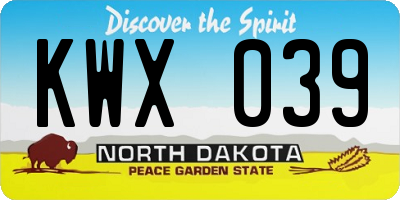 ND license plate KWX039