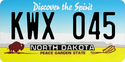 ND license plate KWX045