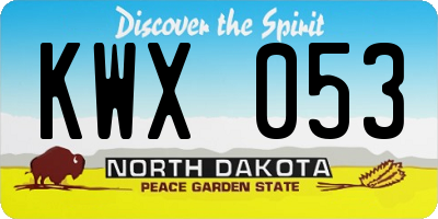 ND license plate KWX053