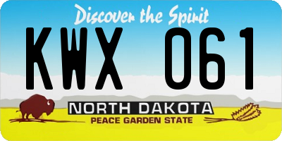 ND license plate KWX061