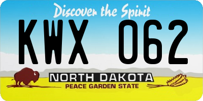 ND license plate KWX062