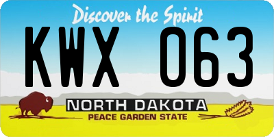 ND license plate KWX063