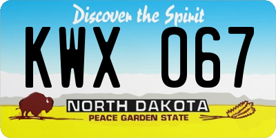 ND license plate KWX067