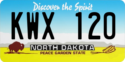 ND license plate KWX120