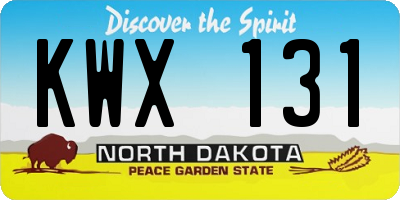 ND license plate KWX131