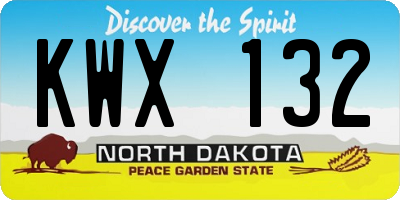 ND license plate KWX132