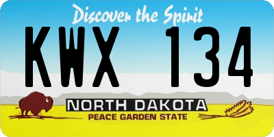 ND license plate KWX134