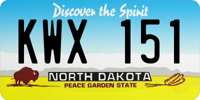 ND license plate KWX151