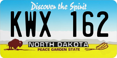 ND license plate KWX162