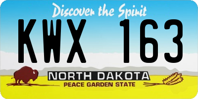 ND license plate KWX163