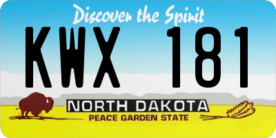 ND license plate KWX181