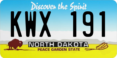 ND license plate KWX191