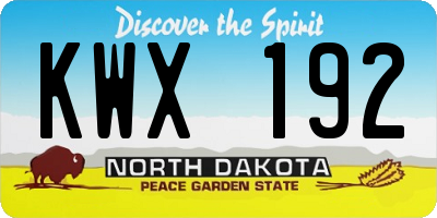 ND license plate KWX192