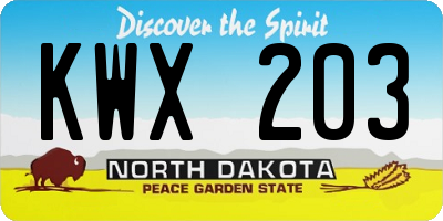 ND license plate KWX203