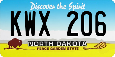 ND license plate KWX206