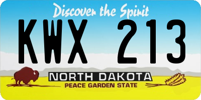 ND license plate KWX213