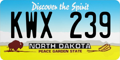 ND license plate KWX239