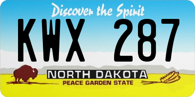ND license plate KWX287