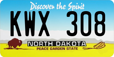ND license plate KWX308