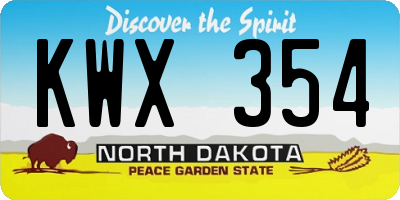 ND license plate KWX354