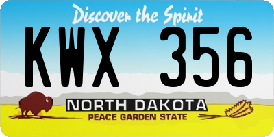 ND license plate KWX356