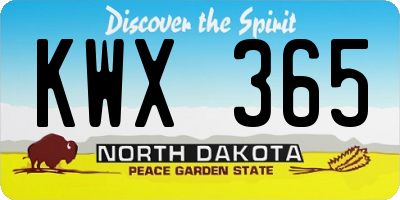 ND license plate KWX365