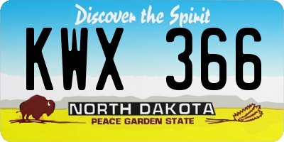 ND license plate KWX366
