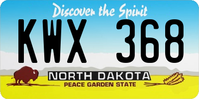 ND license plate KWX368