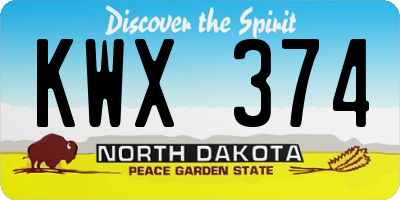 ND license plate KWX374