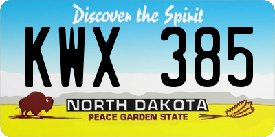 ND license plate KWX385