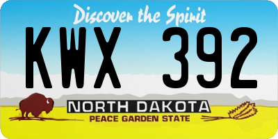 ND license plate KWX392