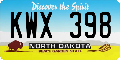 ND license plate KWX398