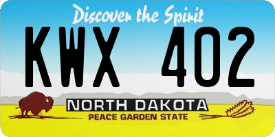ND license plate KWX402