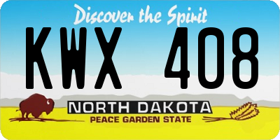 ND license plate KWX408