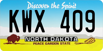 ND license plate KWX409